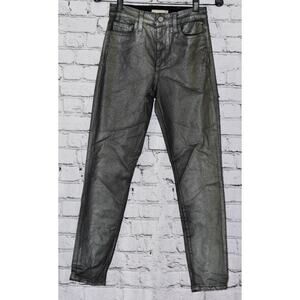 Fabrizio Gianni Jeans Women Size 24 Silver Metallic Straight Skinny